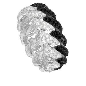 Sterling Silver lack & Silver Chain Link Ring